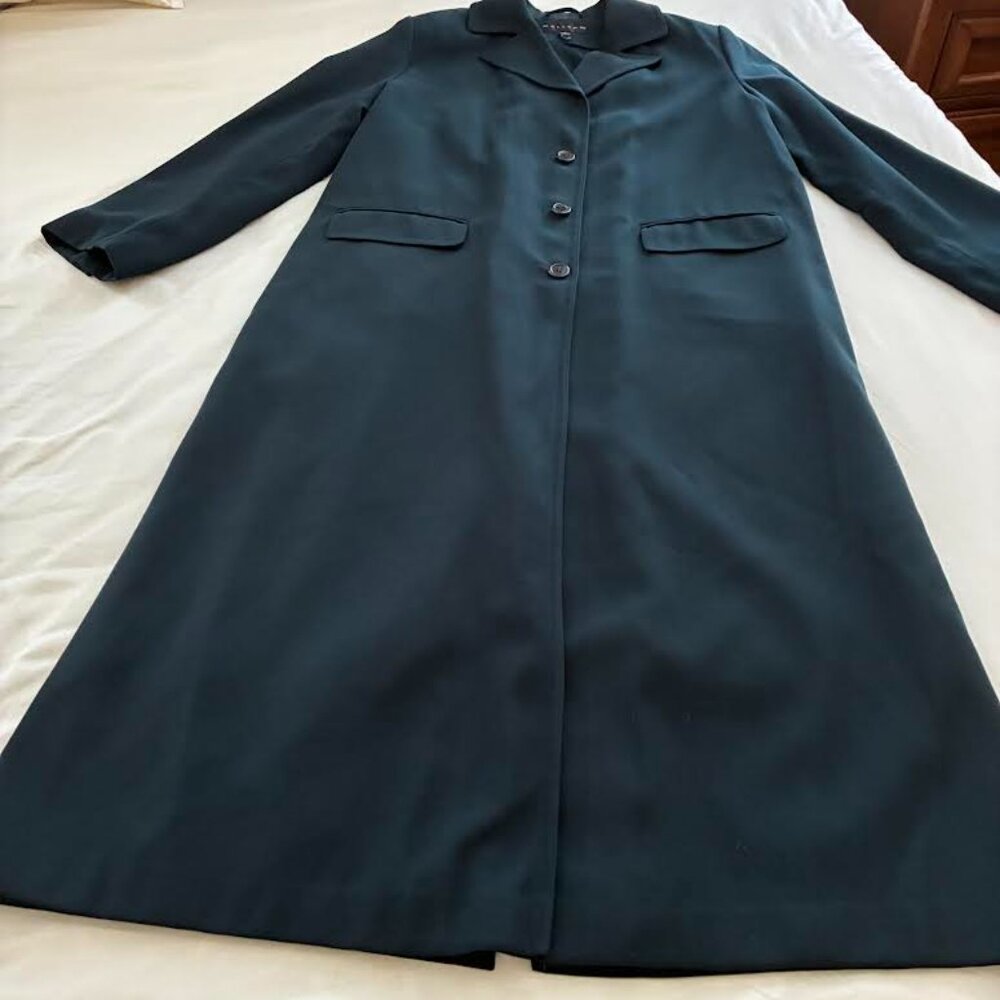 Gallery Trench Coat – Size 8 | Gently Used | Elegant Blue with hint of Green Hue - Picture 2 of 5